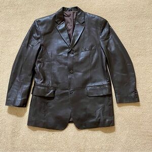 Alfani for Macy’s Buttery Soft Men’s 3 Button Leather Blazer